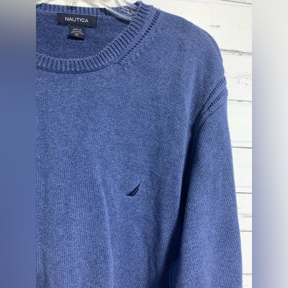 Nautica Men’s Sweater XL Blue 100% Cotton Crew Neck Long Sleeve Pullover - Picture 3 of 11